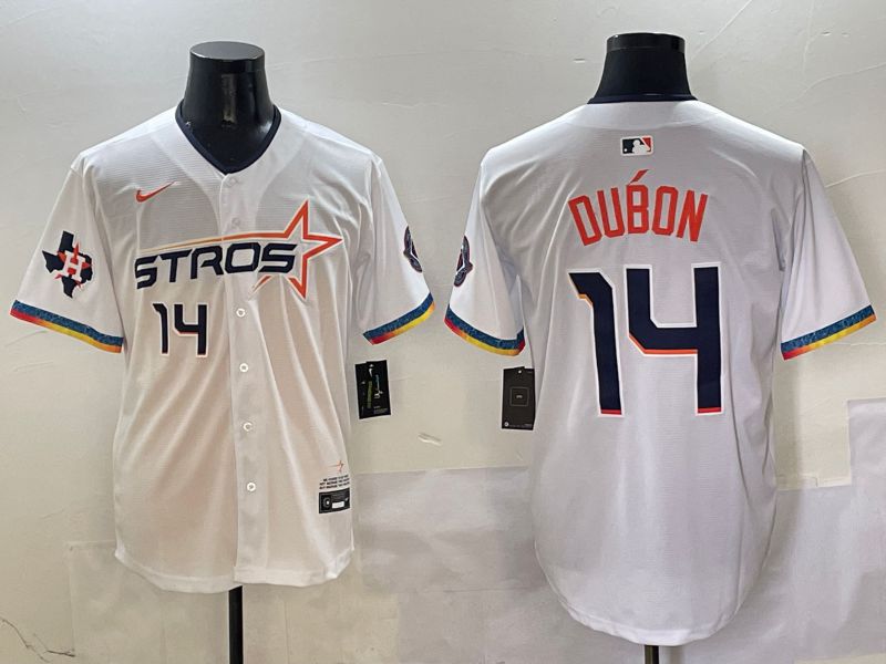Men Houston Astros #14 Dubon White Fourth generation Joint Name Nike 2025 MLB Jersey style 7
